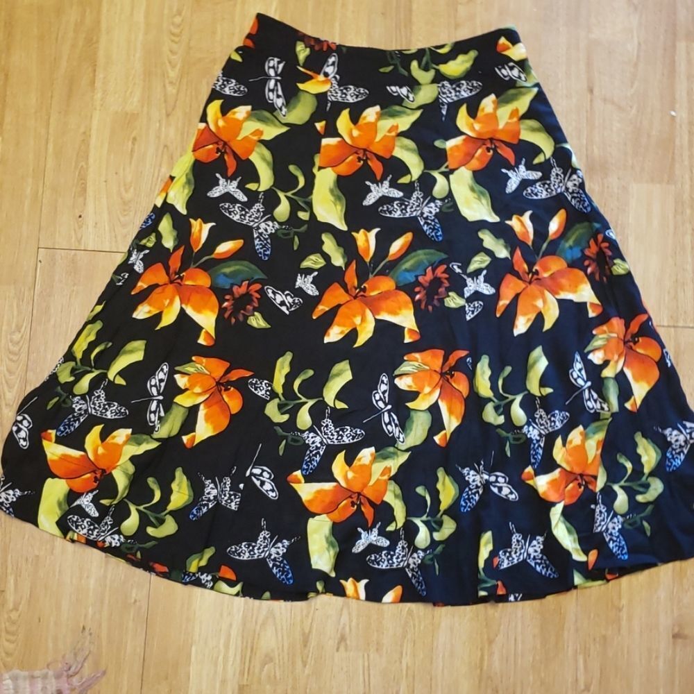 Soft Surroundings tropical flower skirt sz med